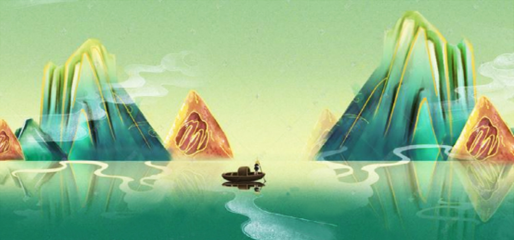 水墨山水風端午節活動海報